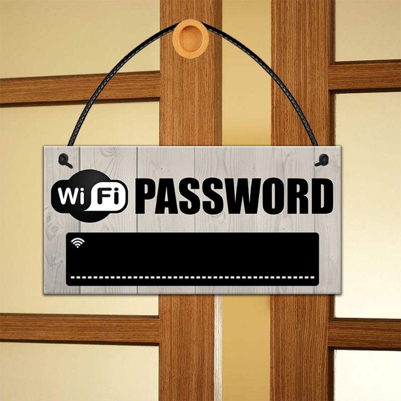 Wooden WiFi Password Sign Hanging Board Chalkboard Internet Signal Plate Indication Home Coffee Bar Party Decorations