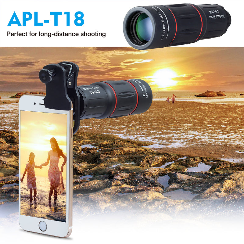 APEXEL 18X Telescope Zoom Mobile Phone Lens for iPhone Samsung Smartphones universal clip Telefon Camera Lens with tripod 18XTZJ