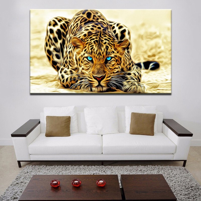 Modern Paintings HD Digital Printed on Canvas, Wall Art Large Leopard Poster for Living Room Home Decor No Frame