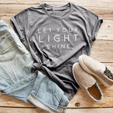 Load image into Gallery viewer, Let you light shine t-shirt women fashion slogan funny tees Christian cool girl holiday gift unisex tops grunge tumblr t shirt
