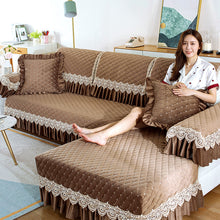 Load image into Gallery viewer, Customized Winter Thick Anti-Skid Plush Sofa Cushion Fabric Cushion Simple European Style
