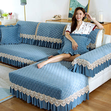 Load image into Gallery viewer, Customized Winter Thick Anti-Skid Plush Sofa Cushion Fabric Cushion Simple European Style
