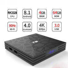 Load image into Gallery viewer, T9 4GB 64GB RK3328 Quad Core Smart Android 8.1 TV BOX Bluetooth4.0 H2.65 4K 2.4GHz/5GHz WIFI Set-top box Media Player

