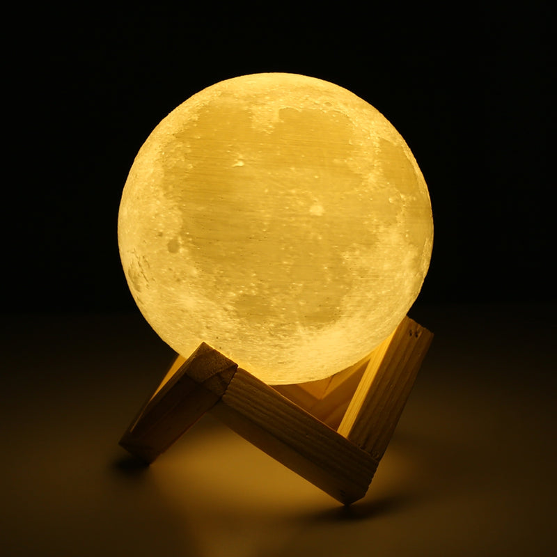 UE3D008 Rechargeable Touch Switch 3D Print Moon Lamp Decor Gift