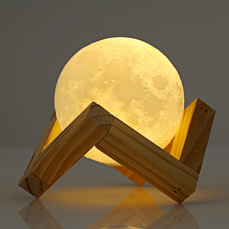 UE3D008 Rechargeable Touch Switch 3D Print Moon Lamp Decor Gift