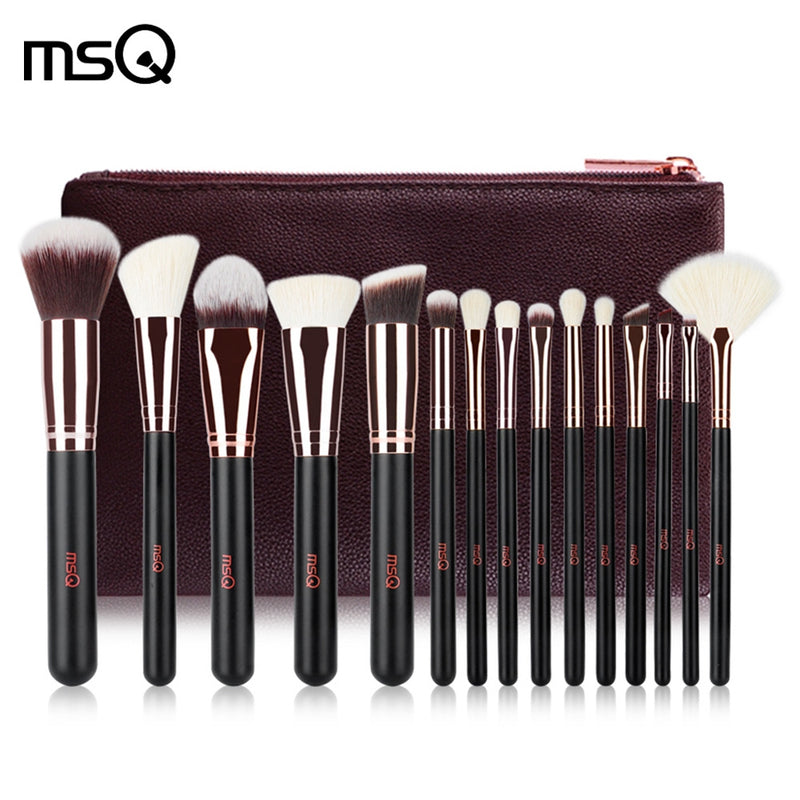 MSQ 15pcs Soft Makeup Brush Powder Foundation Eye Shadow