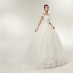 Vintage White Long Train Wedding Dresses Plus Size Bling Bridal Gowns