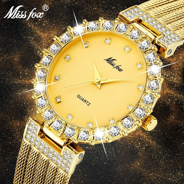 ⭐️⭐️⭐️⭐️⭐️ MISSFOX 2102 Women Watches Luxury Brand Watch Bracelet Waterproof Big Lab Diamond Ladies Wrist Watches For Women Quartz Clock Hours