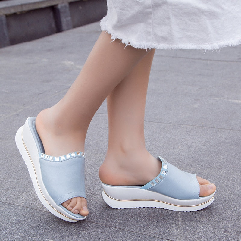 Shoes Platform Bath Slippers Wedge Beach Flip Flops High Heel Slippers