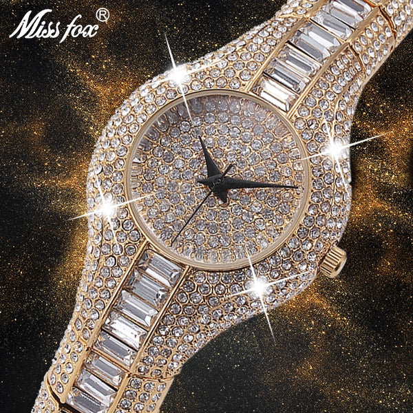 ⭐️⭐️⭐️⭐️⭐️ MISSFOX V196 30mm Small Womens Watch Shockproof Waterproof Luxury Ladies Ar Metal Watch bracelets Rhinestone Bu Cheap Chinese Watches