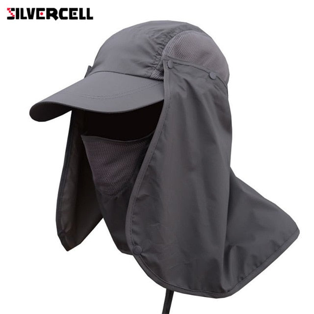 Sun Caps Flap Hats 360 degree Solar UV Protection Sun Hat Summer Men Women Sun Visor Cap Folding Removable Neck Face Mask Head