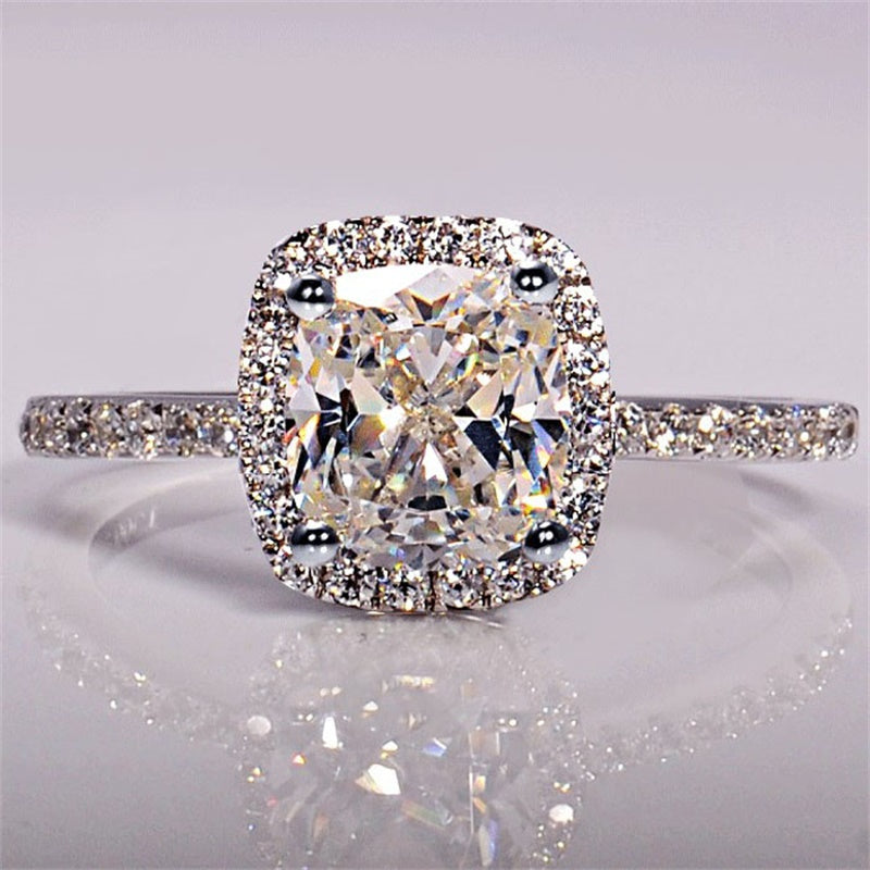 925 Sterling Silver Rings For Women Bridal Wedding Anelli Trendy Jewellery Engagement White Gold Color Anillos Mujer