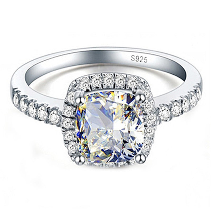 925 Sterling Silver Rings For Women Bridal Wedding Anelli Trendy Jewellery Engagement White Gold Color Anillos Mujer