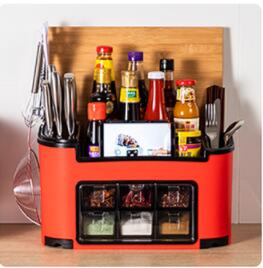 Fashion multi-functional kitchen shelf condiment box, condiment pot, bottle set combination knife holder one generation