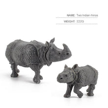 Load image into Gallery viewer, Simulation Animal World Indian Rhino Model Solid Static Early Education Cognitive Ornaments Children&#39;s Puzzle Toys
