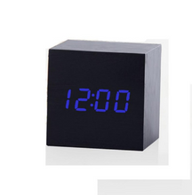 Load image into Gallery viewer, Multicolor Sounds Control Wooden Clock New Modern Wood Digital LED Desk Alarm Clock Thermometer Timer Calendar Table Decor
