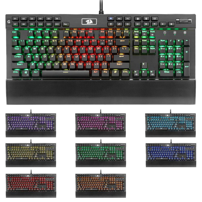 Redragon Professional Gaming mechanical keyboard full color LED backlit keys Metal housing 104 keys USB wired PC Computer