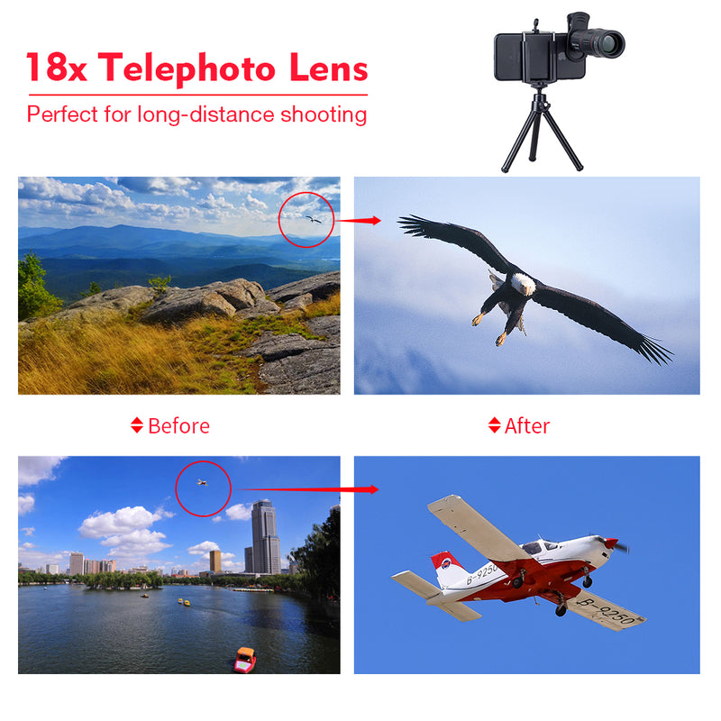 APEXEL 18X Telescope Zoom Mobile Phone Lens for iPhone Samsung Smartphones universal clip Telefon Camera Lens with tripod 18XTZJ