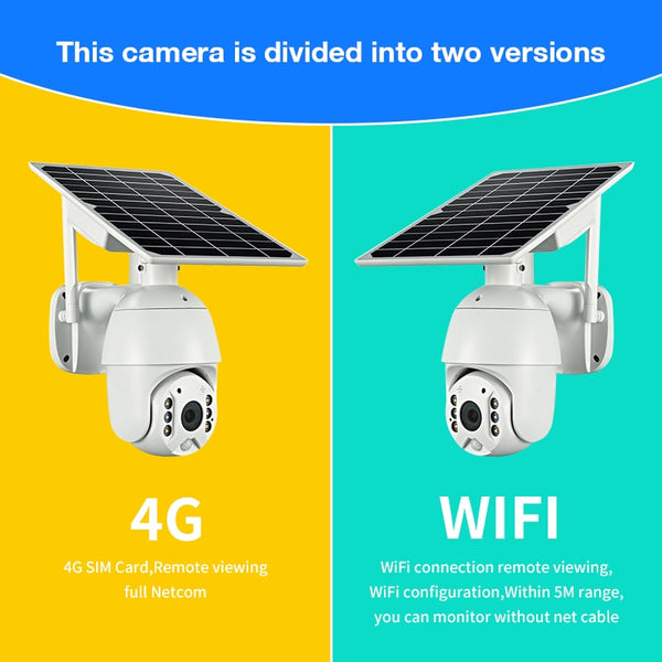 🔥 Brand 4G SIM Card WIFI Solar Battery PTZ Camera 1080P Outdoor Waterproof  PIR Alarm Motion Detection P2P CCTV Camera