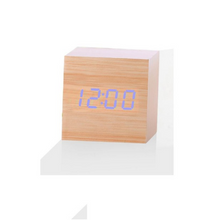 Load image into Gallery viewer, Multicolor Sounds Control Wooden Clock New Modern Wood Digital LED Desk Alarm Clock Thermometer Timer Calendar Table Decor
