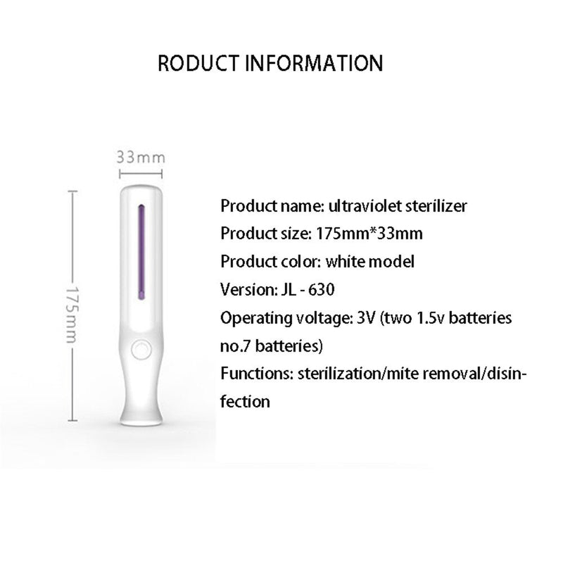 Mini Ultraviolet Sanitizer Handheld UV Light Disinfection Lamp for Home Office Travel Portable Sterilizer Mites Lights