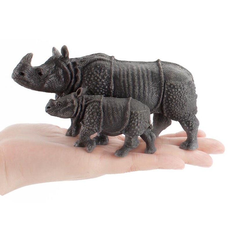 Simulation Animal World Indian Rhino Model Solid Static Early Education Cognitive Ornaments Children's Puzzle Toys