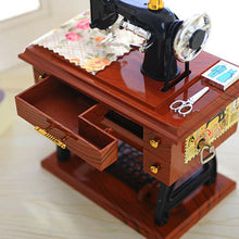 Load image into Gallery viewer, Vintage Music Box Mini Sewing Machine Style Mechanical Birthday Gift Table Decor Sewing Machine Style Mechanical Music Box
