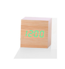 Load image into Gallery viewer, Multicolor Sounds Control Wooden Clock New Modern Wood Digital LED Desk Alarm Clock Thermometer Timer Calendar Table Decor
