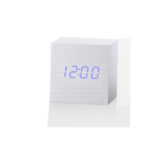 Load image into Gallery viewer, Multicolor Sounds Control Wooden Clock New Modern Wood Digital LED Desk Alarm Clock Thermometer Timer Calendar Table Decor
