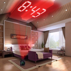 LCD Projection LED Display Time Digital Alarm Clock Talking Voice Prompt Thermometer Snooze Function Desk