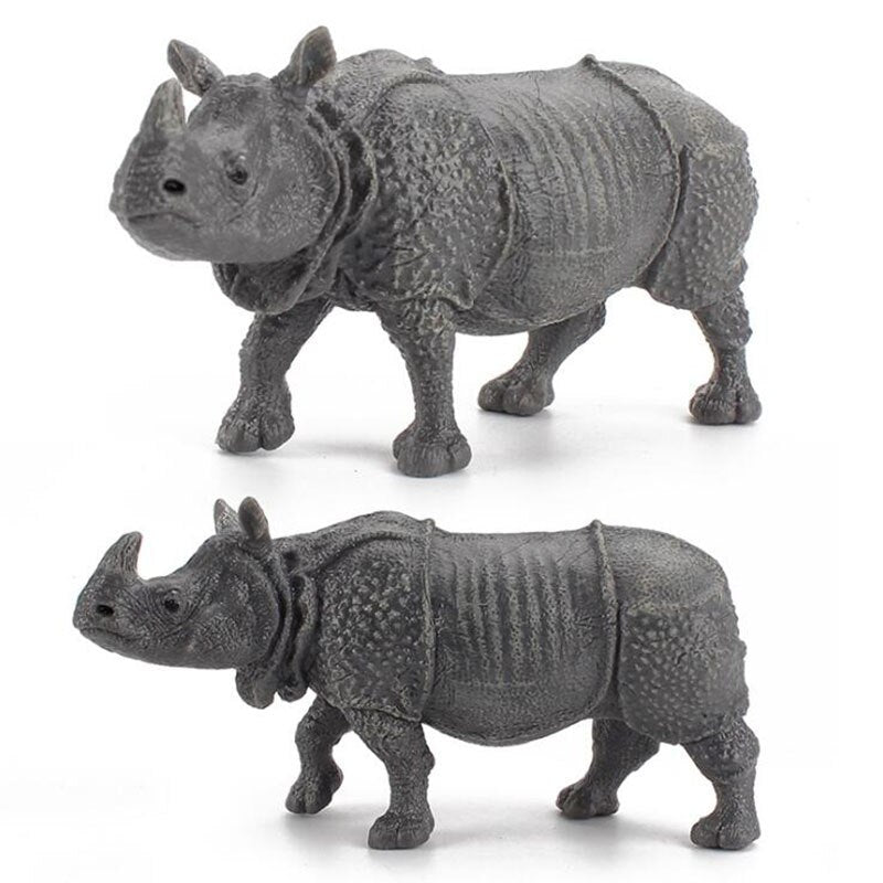 Simulation Animal World Indian Rhino Model Solid Static Early Education Cognitive Ornaments Children's Puzzle Toys