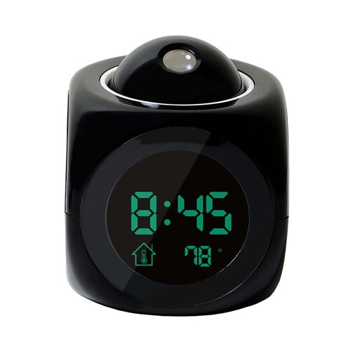 LCD Projection LED Display Time Digital Alarm Clock Talking Voice Prompt Thermometer Snooze Function Desk