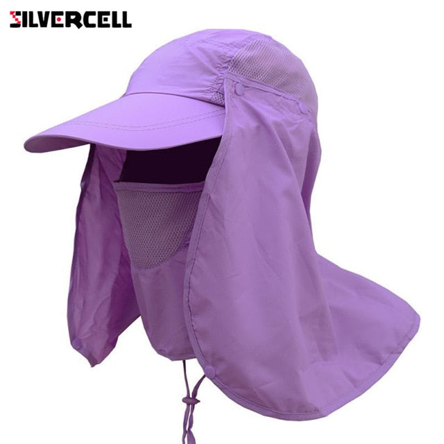 Sun Caps Flap Hats 360 degree Solar UV Protection Sun Hat Summer Men Women Sun Visor Cap Folding Removable Neck Face Mask Head
