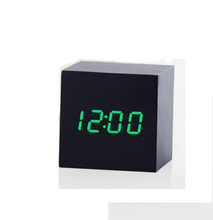 Load image into Gallery viewer, Multicolor Sounds Control Wooden Clock New Modern Wood Digital LED Desk Alarm Clock Thermometer Timer Calendar Table Decor
