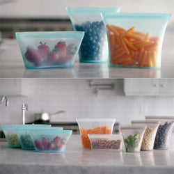 Silicone Food Storage Containers Set Fresh Bowl Cup Bag Reusable Stand Up Zips Shut Bag Fruit Vegetable Cup With Seal Organizer