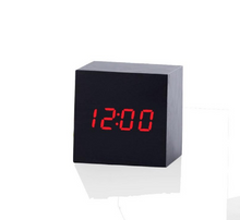 Load image into Gallery viewer, Multicolor Sounds Control Wooden Clock New Modern Wood Digital LED Desk Alarm Clock Thermometer Timer Calendar Table Decor
