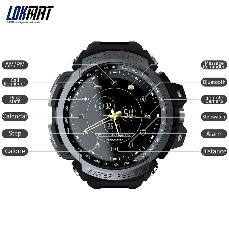 LOKMAT Sport Smart Watch Professional 5ATM Waterproof Bluetooth Call Reminder Digital Men Clock SmartWatch For ios and Android