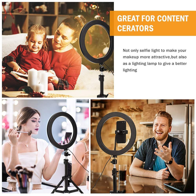 Video Youtube Fill Ring Light Lamp Live COOK 26CM Photography Lighting Phone Ringlight Tripod Stand Photo Led Selfie Bluetooth