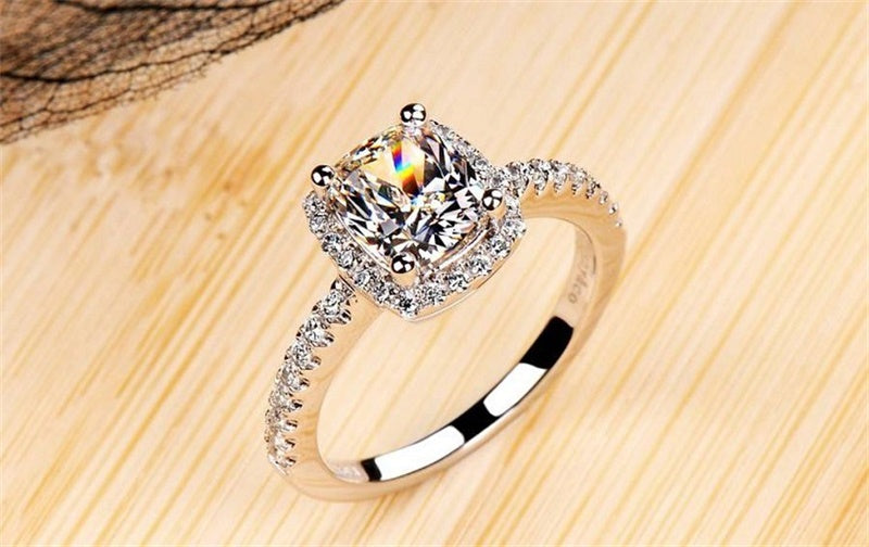 925 Sterling Silver Rings For Women Bridal Wedding Anelli Trendy Jewellery Engagement White Gold Color Anillos Mujer