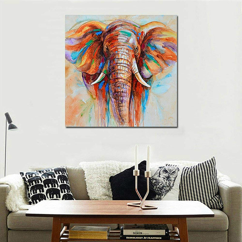 Elephant Head Canvas Painting Animal Wall Art Pictures for Living Room Bedroom Office Modern Poster Decor Artwork