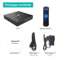 Load image into Gallery viewer, T9 4GB 64GB RK3328 Quad Core Smart Android 8.1 TV BOX Bluetooth4.0 H2.65 4K 2.4GHz/5GHz WIFI Set-top box Media Player
