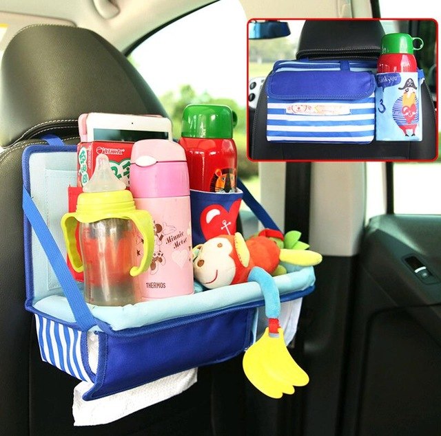 Universal Baby Car Hanging Basket Storage Bag Car Seat Back Organizer With Tablet Holder Travel Storage BagStroller Accessories