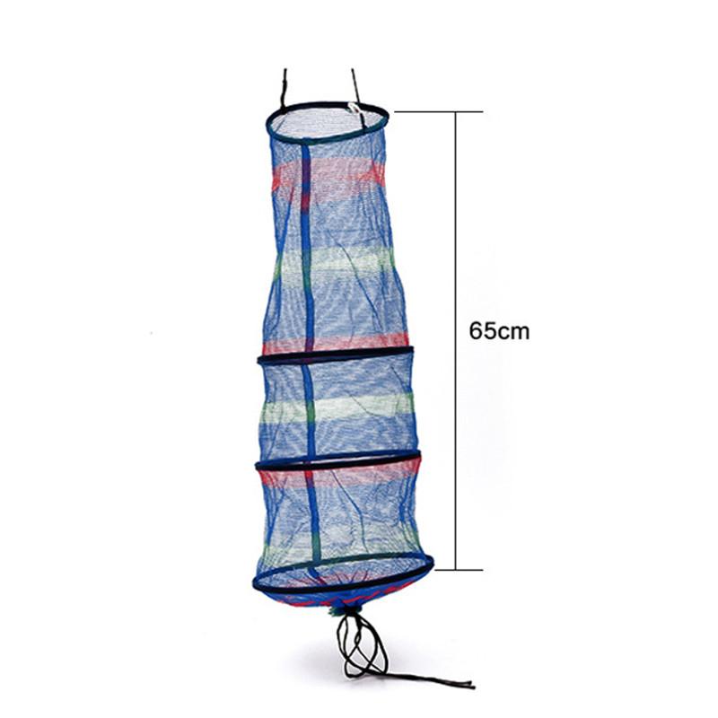 LEO Colorful 3 Layers Collapsible Fishing Net Basket to Keep Fish Alive in the Water 65cm