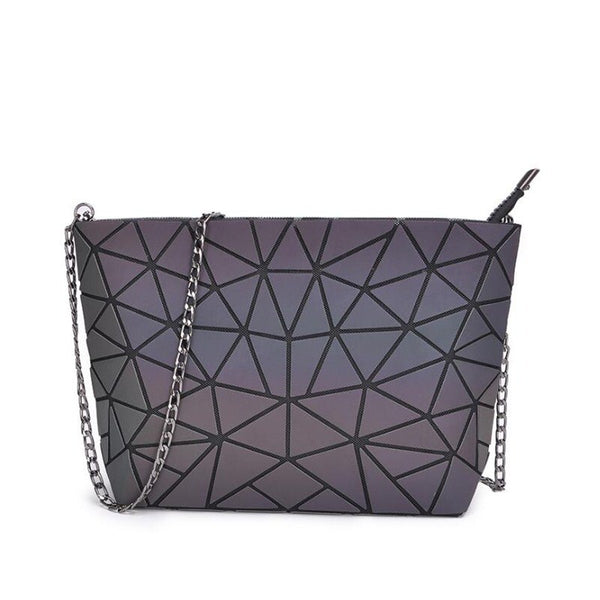 ⭐️⭐️⭐️⭐️⭐️ Luminous Bags for Women set folding Totes 2021 Geometric splice Lady Hand bags Chain Shoulder Bags Holographic purse