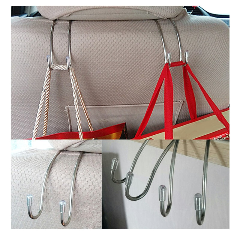 Clips Automotive Metal Car Seat Hook Auto Headrest Hanger Bag Holder for Car Bag Purse Cloth Grocery Storage Auto Fastener