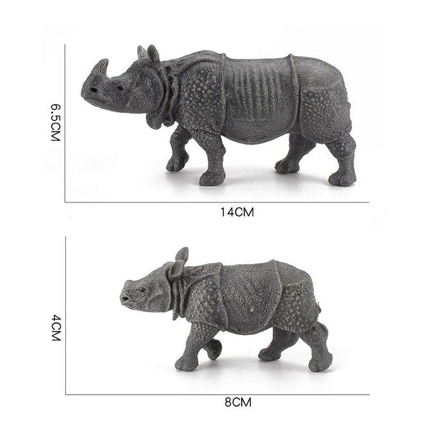 Simulation Animal World Indian Rhino Model Solid Static Early Education Cognitive Ornaments Children's Puzzle Toys