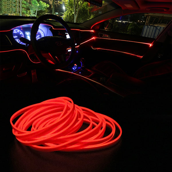 FORAUTO 5 Meters Car Interior Lighting Auto LED Strip EL Wire Rope Auto Atmosphere Decorative Lamp Flexible Neon Light DIY