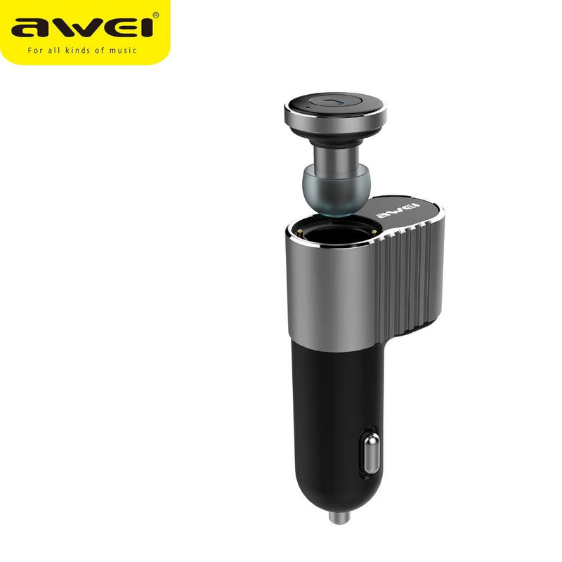 Awei A871BL Headset Super Mini Wireless Bluetooth Earbuds With Single USB Car Charger Adapter