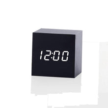 Load image into Gallery viewer, Multicolor Sounds Control Wooden Clock New Modern Wood Digital LED Desk Alarm Clock Thermometer Timer Calendar Table Decor
