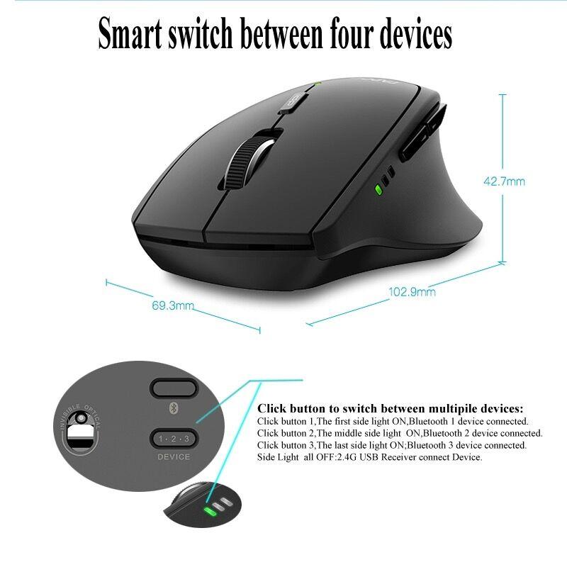 Rapoo MT550 Multi-mode Wireless Mouse Switch between Bluetooth 3.0/4.0 and 2.4G for Four Devices Connection